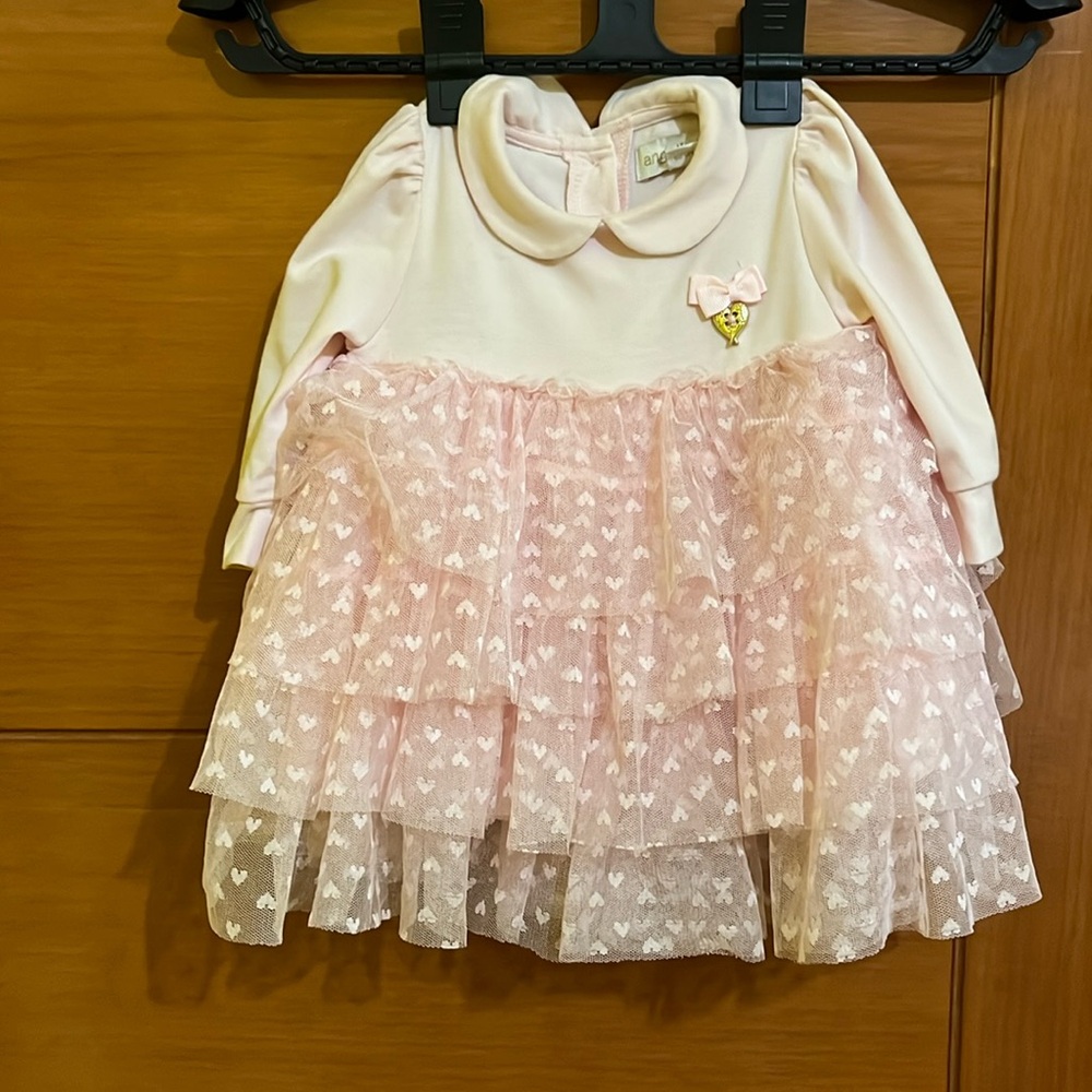 Pink tulle heart baby girl dress